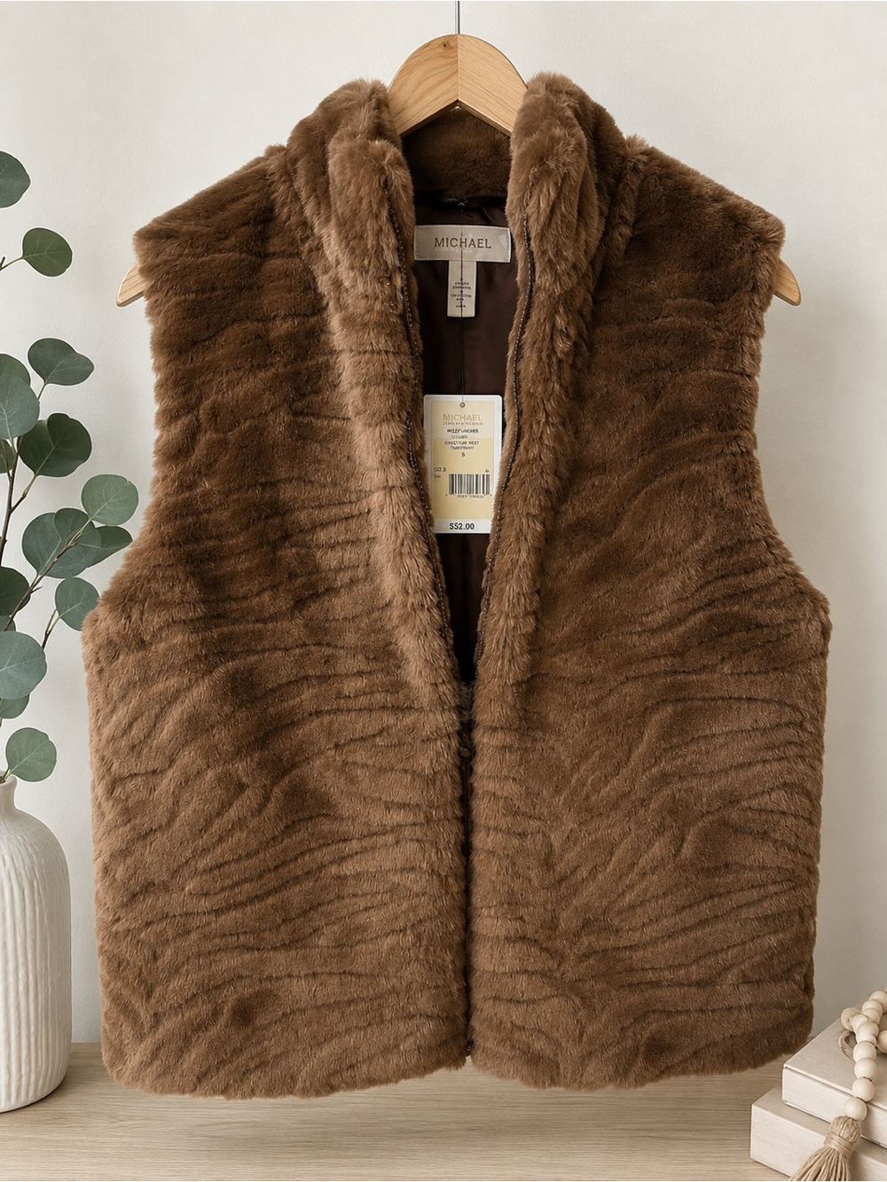 Bechamel Faux Fur Womans Vest - Brown